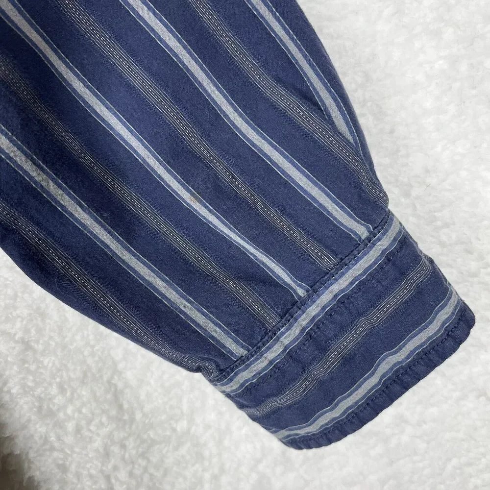The North Face Shirt Mens XL Blue Striped Button Up Long Sleeve Outdoor Cotton‎